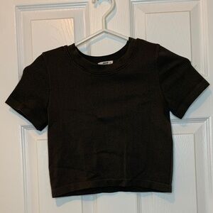 Ardene Charcoal Ribbed Crop Top t-shirt style size small